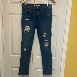 Women's Gap 1969 & Pendleton Flannel Distressed Blue Jeans Size 29R